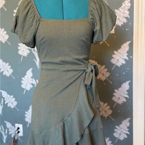 Trixxi Asymmetrical Olive Dress